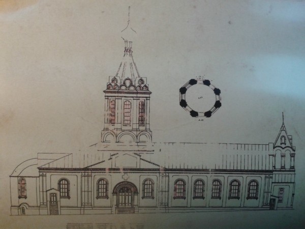 Эскиз внешнего облика строящегося храма. 1903 год